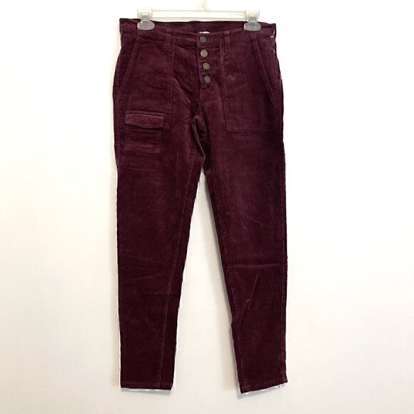 NEW NWOT CASLON NORDSTROM Corduroy Utility Pants Burgundy Maroon Red PETITE 27P - Picture 2 of 13